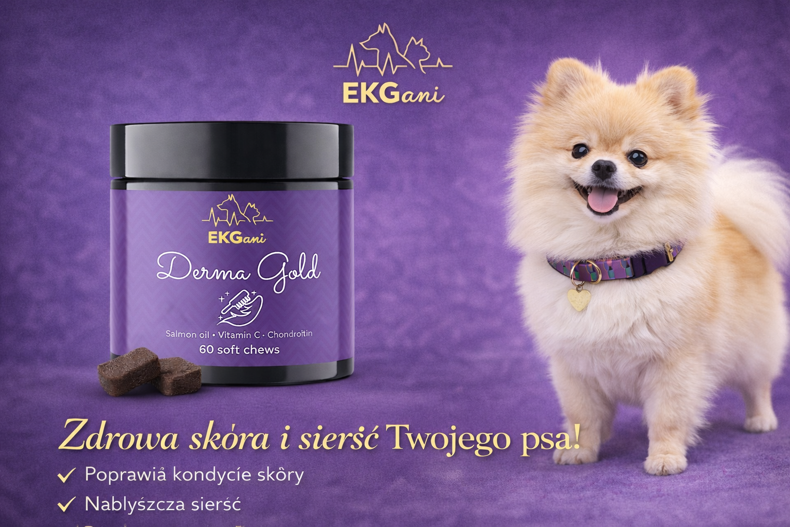 Derma Gold suplement na zdrową skórę i lśniącą sierść psa